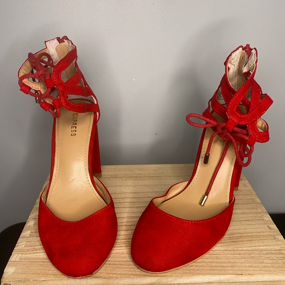 These are red heels from Express